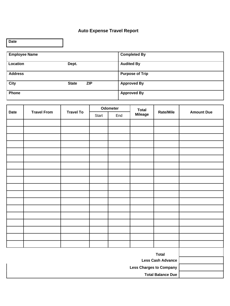 Auto Expense Travel  Form