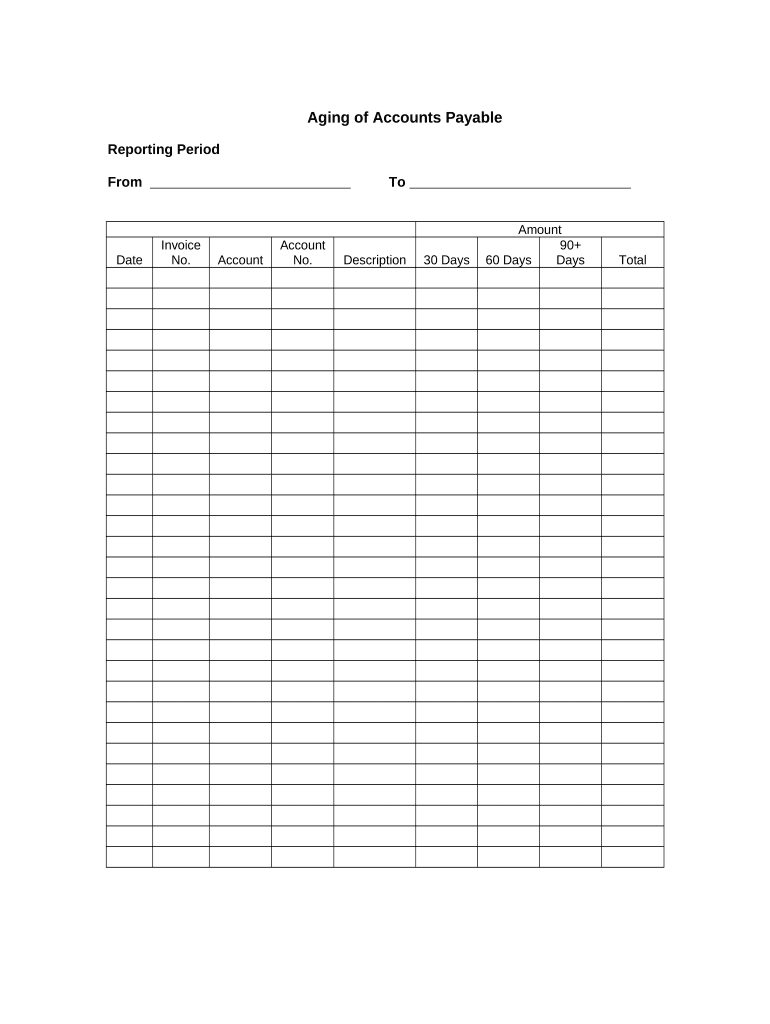 Aging of Accounts Payable  Form