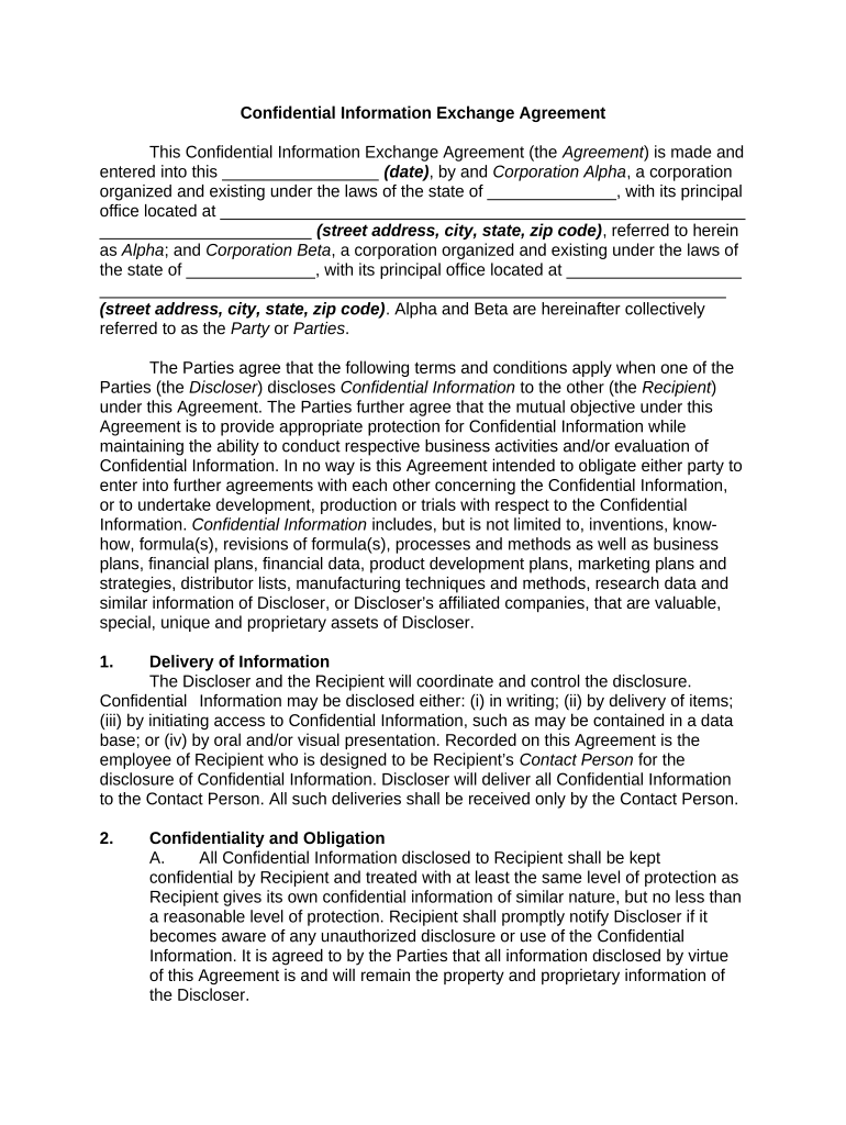 Confidential Information Agreement Template