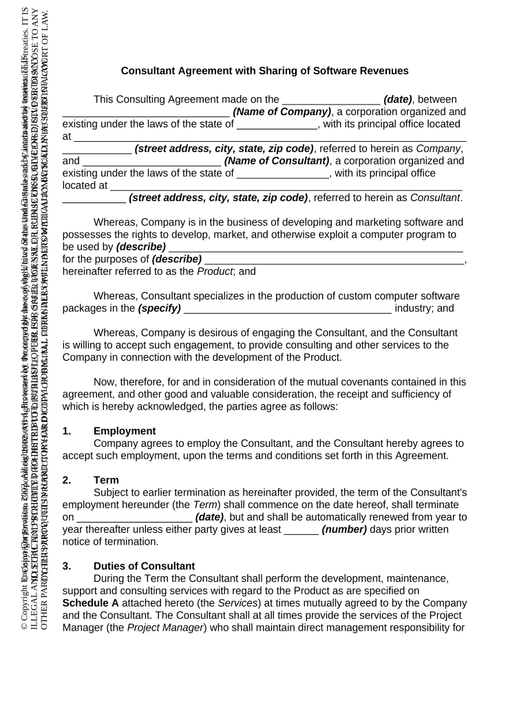Consultant Agreement Software  Form