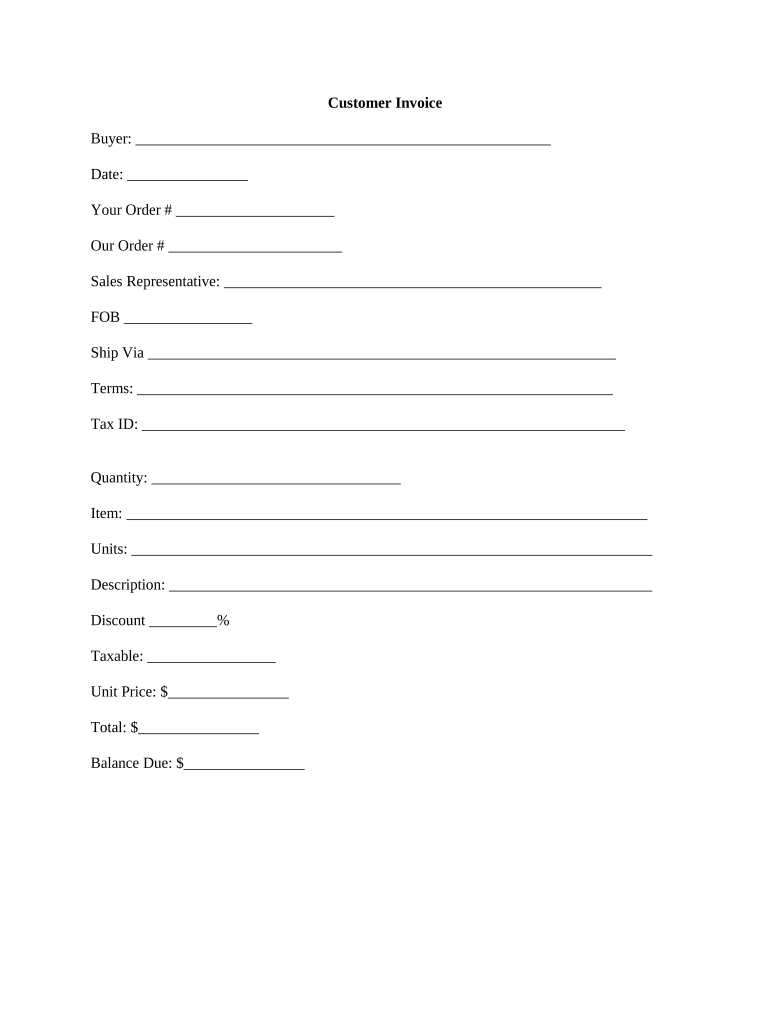 Customer Invoice  Form