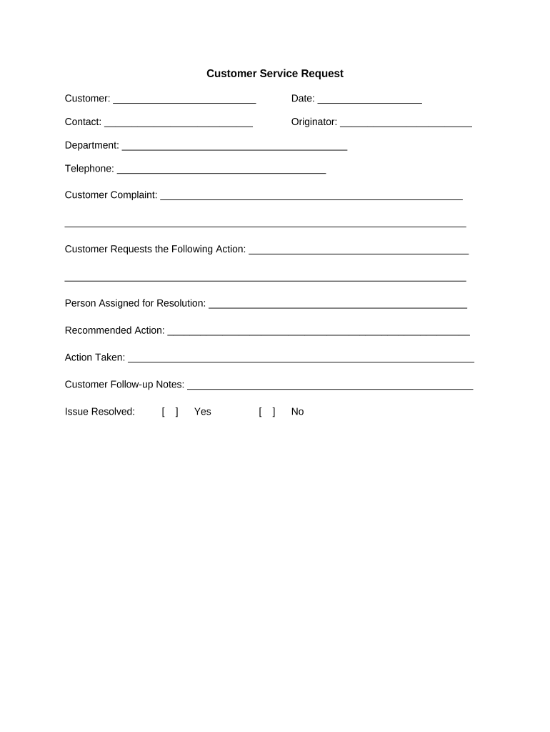 Customer Service Request  Form