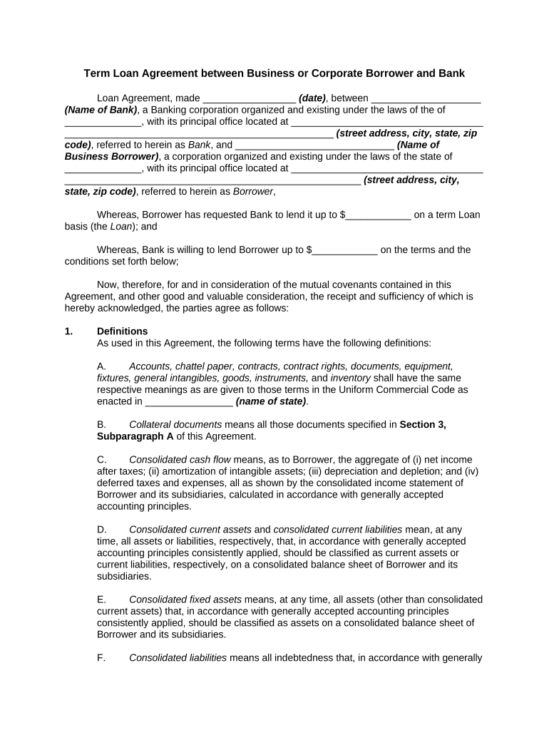 Loan Agreement Corporate  Form