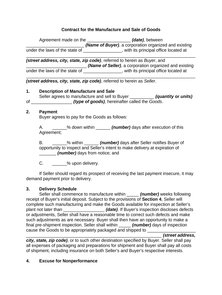 Sale Goods Contract  Form