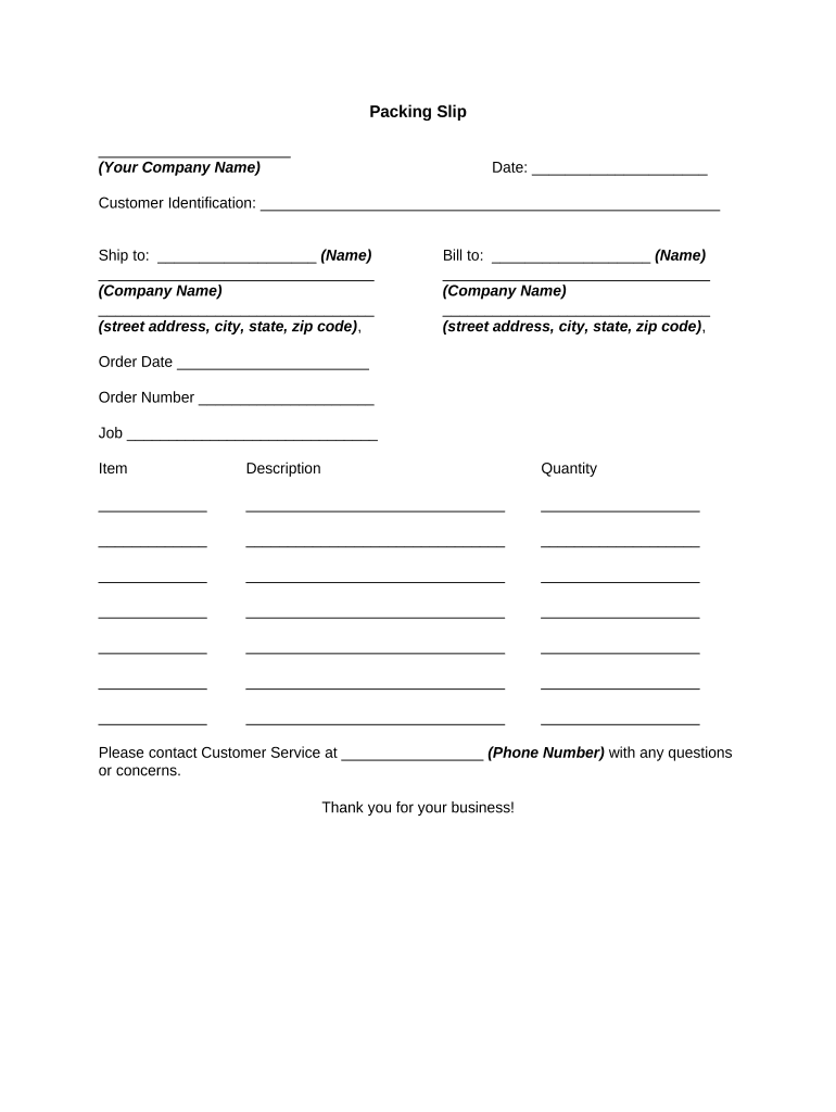 Packing Slip  Form