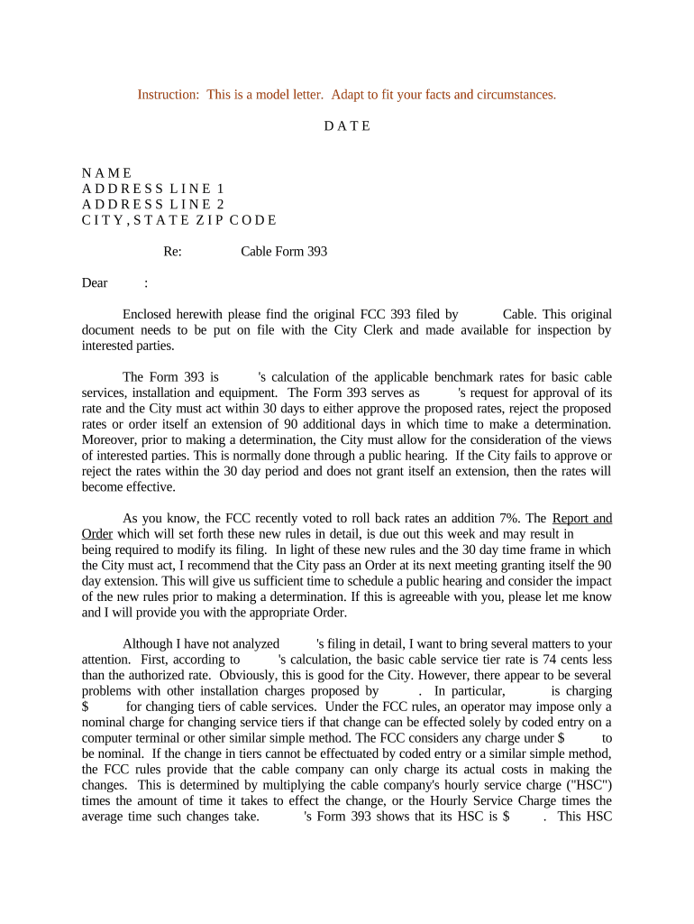 Sample Letter for FCC 393  Form