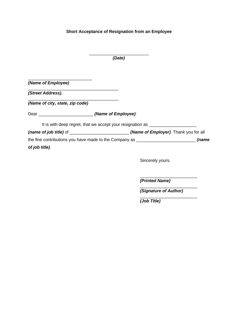 Acceptance Resignation  Form
