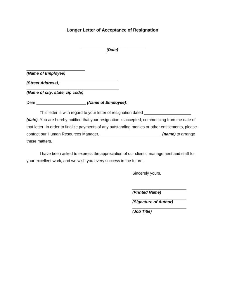Letter Acceptance Resignation  Form