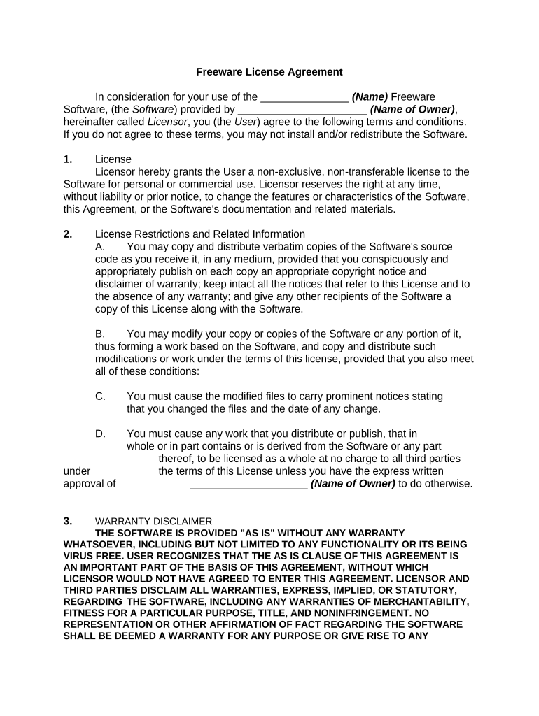 Ware License Agreement  Form