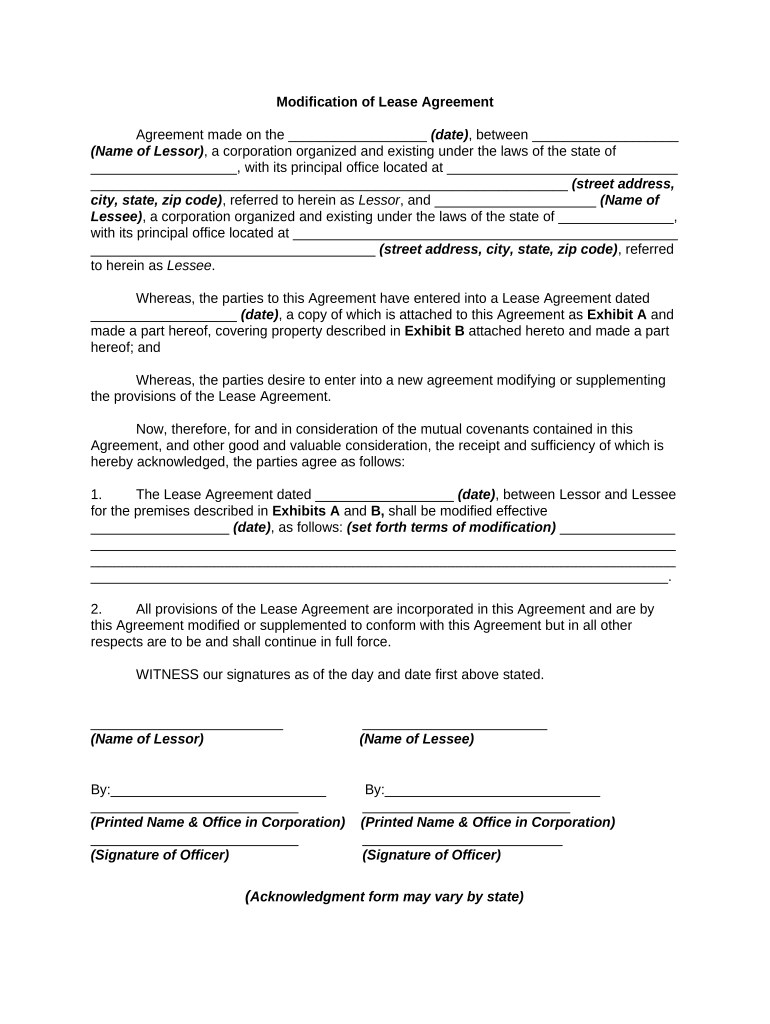Modification Lease Agreement  Form