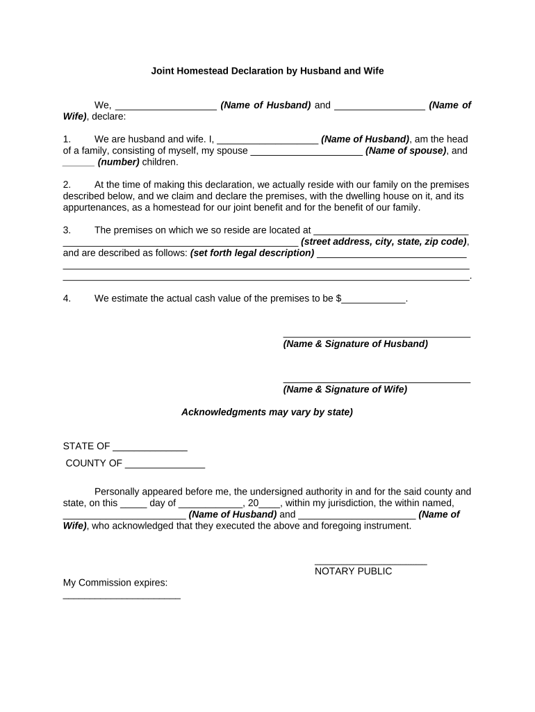 Homestead Declaration Form
