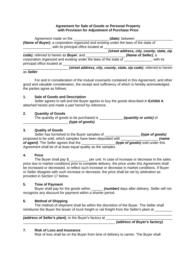 Adjustment Price Form