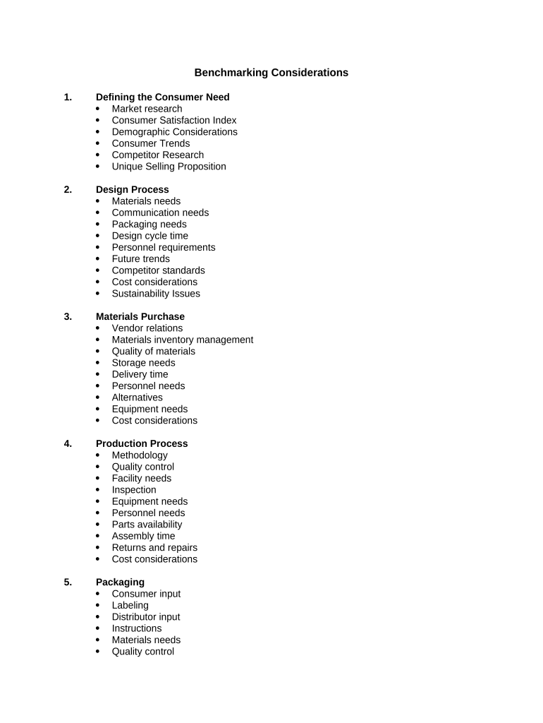 Benchmarking Considerations  Form