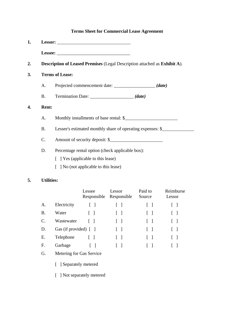 Commercial Lease Agreement  Form