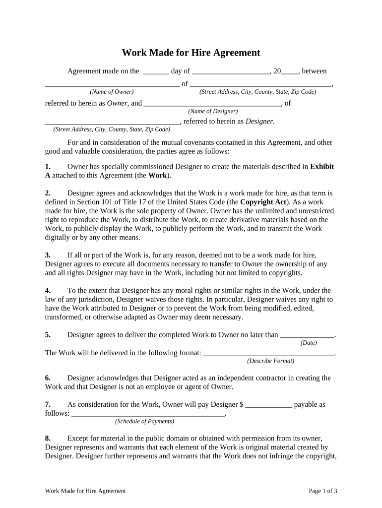 Hire Agreement Form