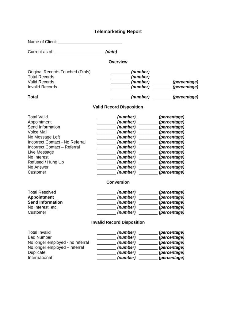 Telemarketing Report  Form