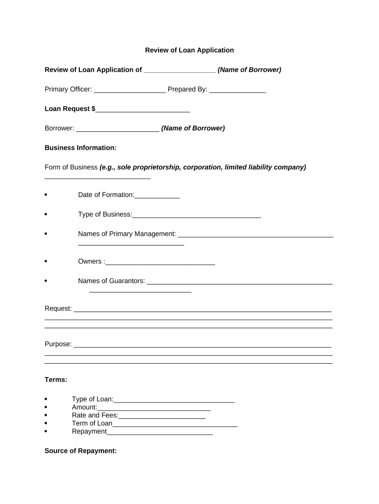 Review Loan Application  Form