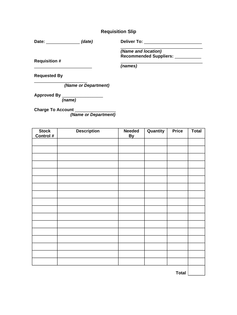 Requisition Slip  Form