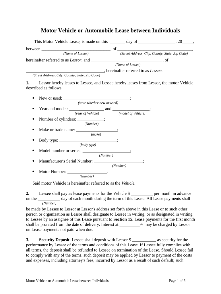 Vehicle Lease Form