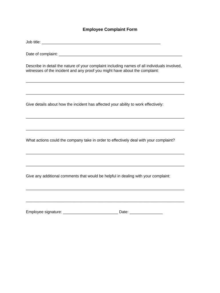 Employee Complaint  Form