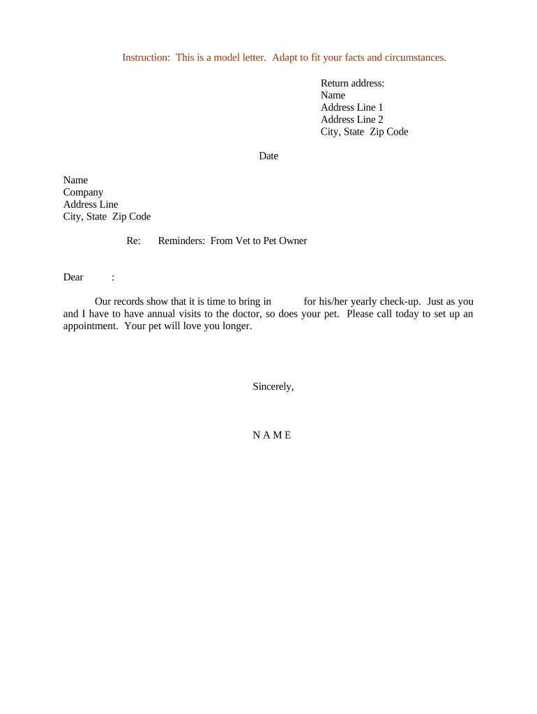 Letter Pet Owner  Form