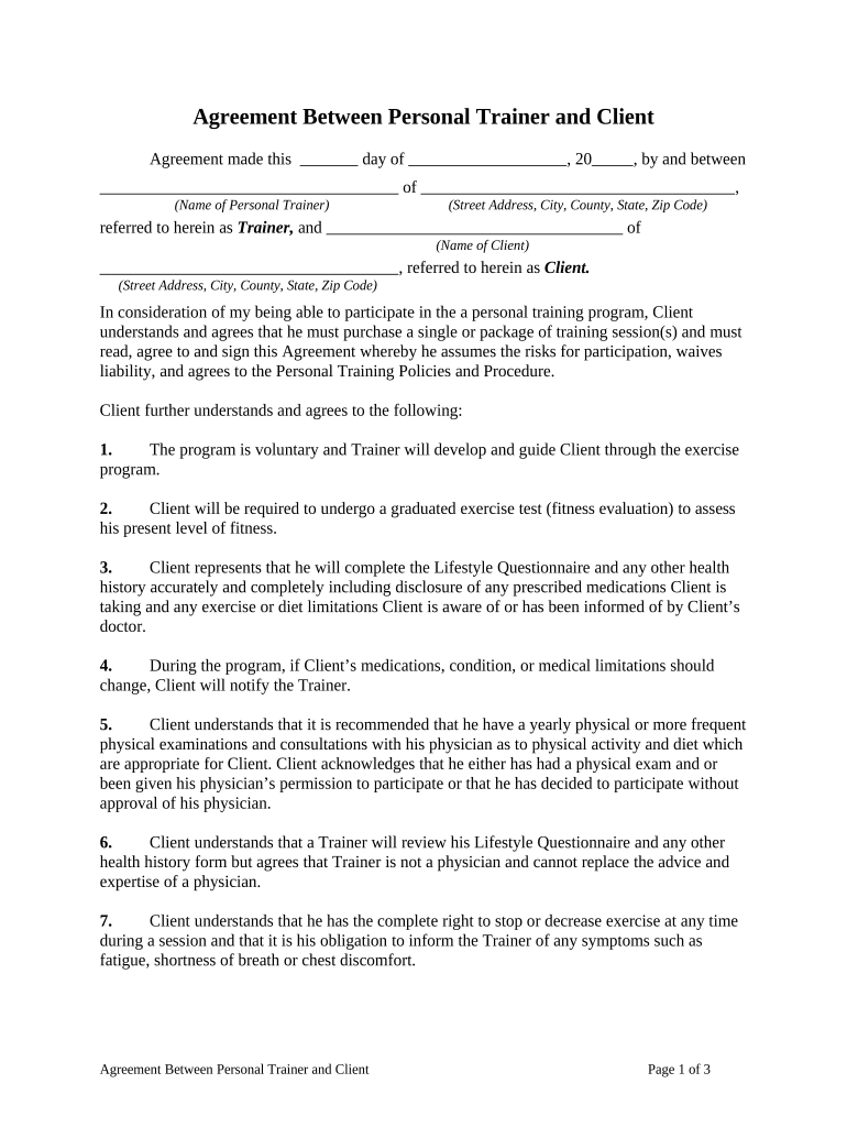 Agreement Personal  Form