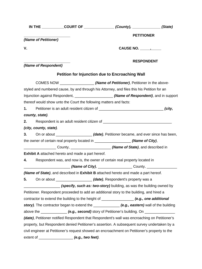 Injunction Template  Form