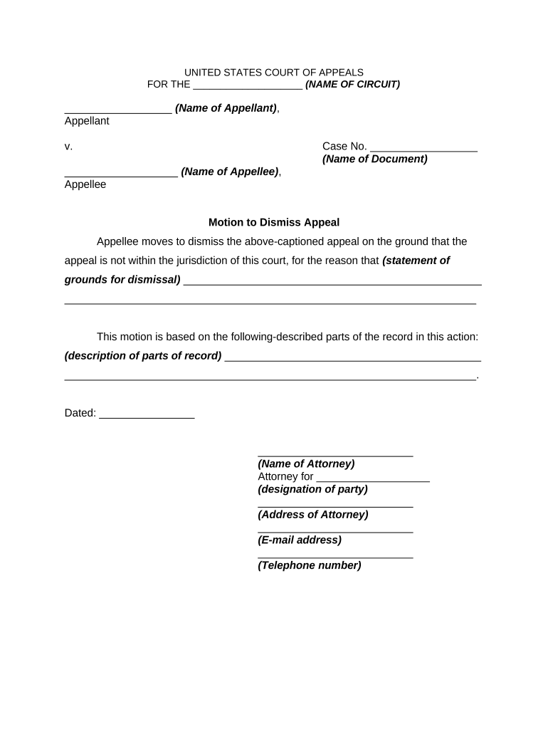 Motion Dismiss Court  Form