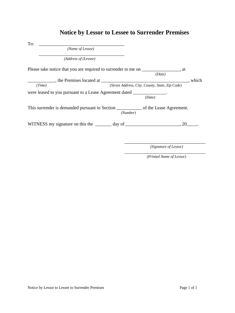 Lessor Premises  Form