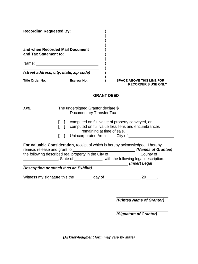 Grant Deed Document  Form