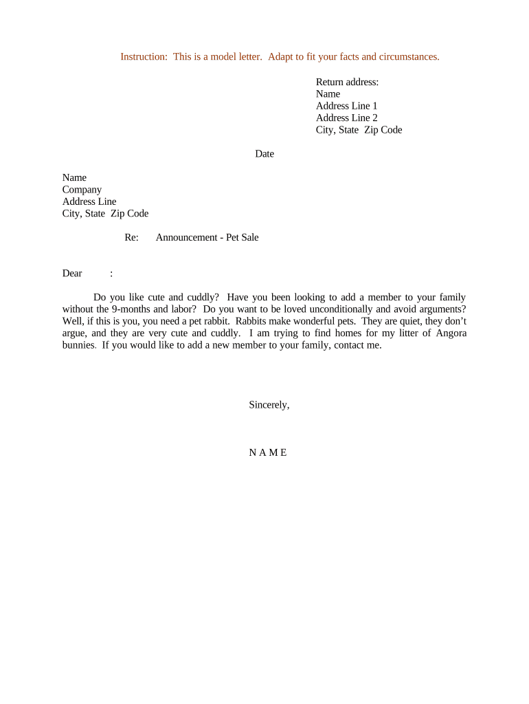 Sample Letter Announcement  Form