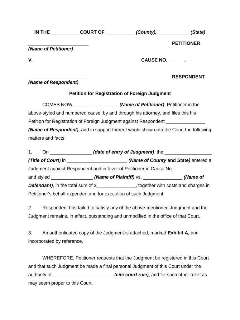 Foreign Judgment  Form