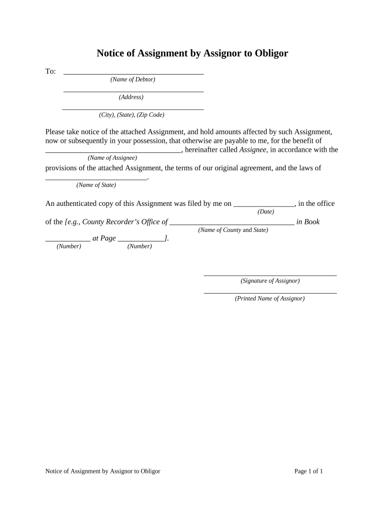 Assignment Assignor  Form