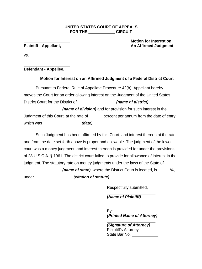 Motion Federal Court  Form