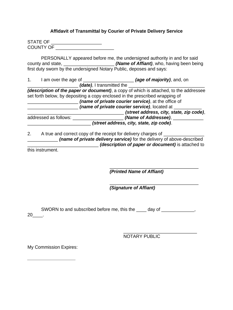 Affidavit Delivery  Form