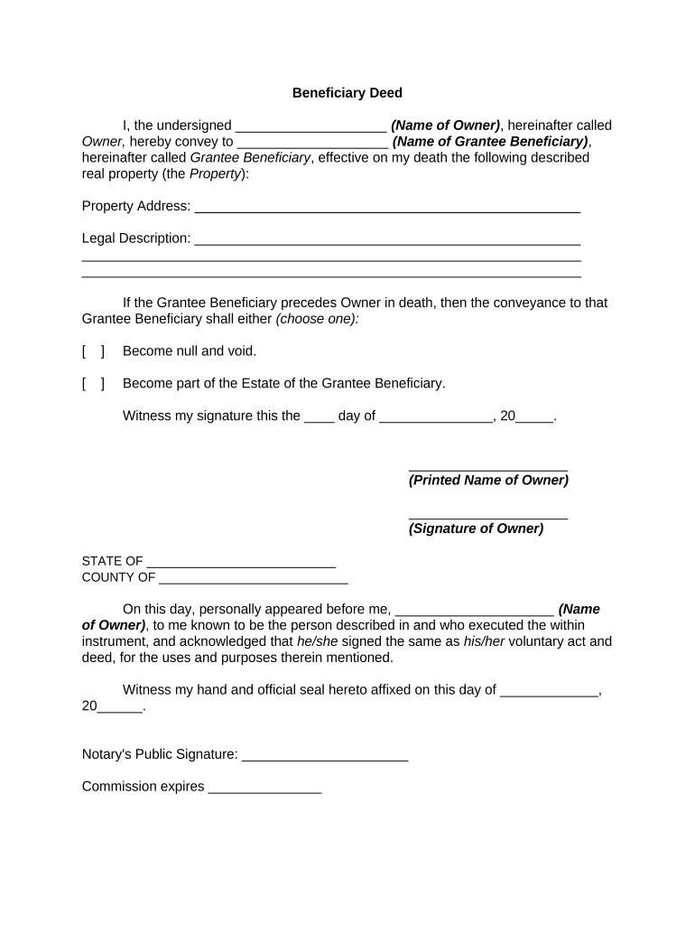 Beneficiary Deed  Form