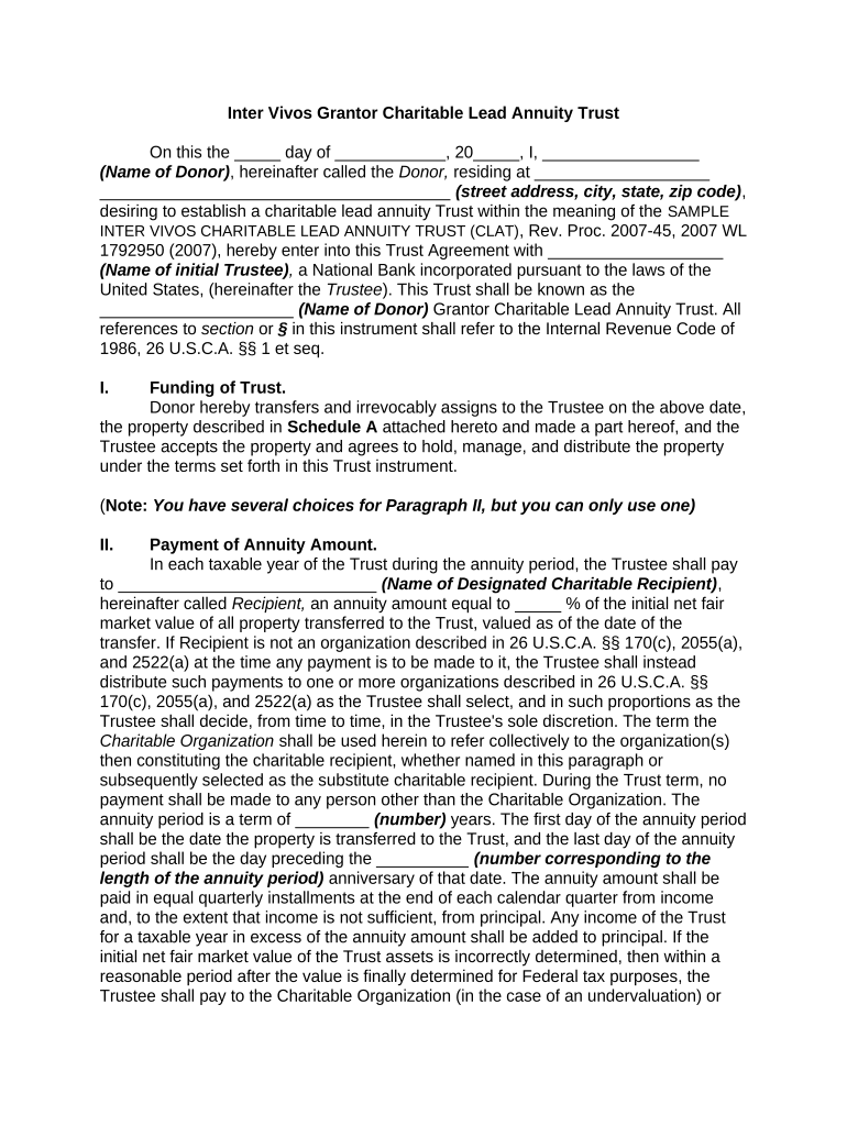 Charitable Lead Trust  Form