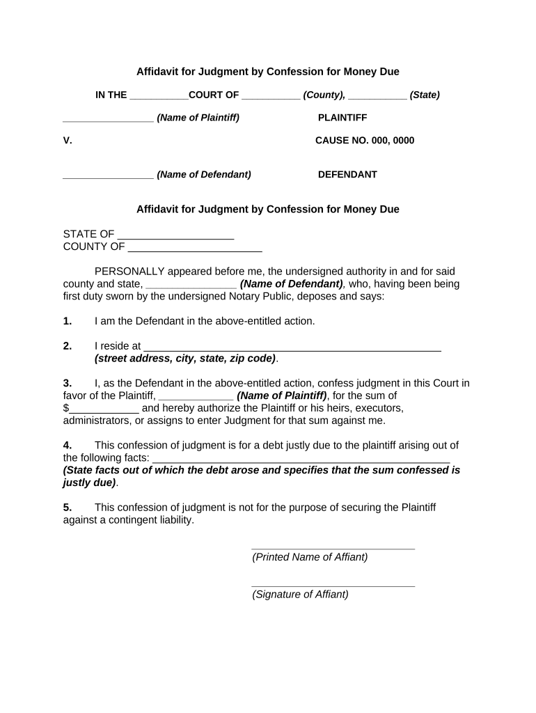 Fill and Sign the Judgment Confession Sample Form