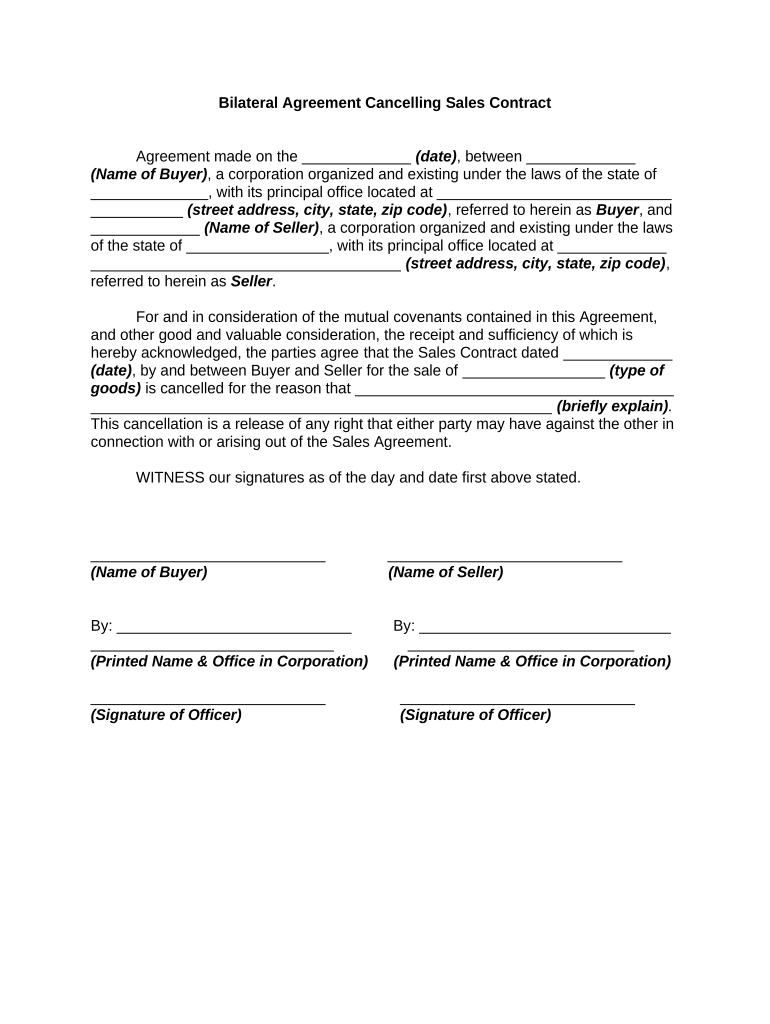 Bilateral Contract  Form