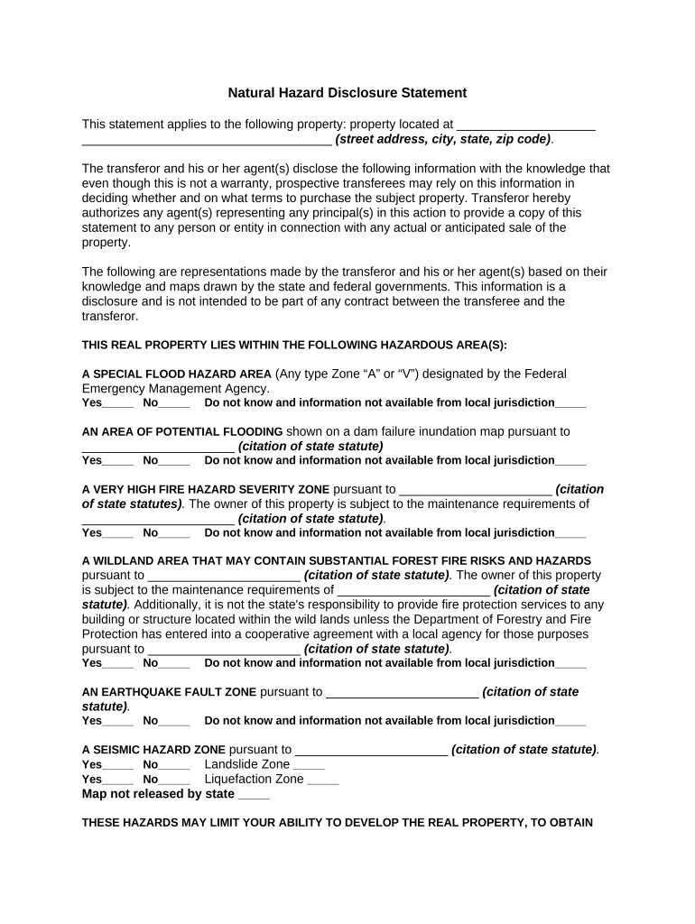 Natural Hazard Disclosure  Form