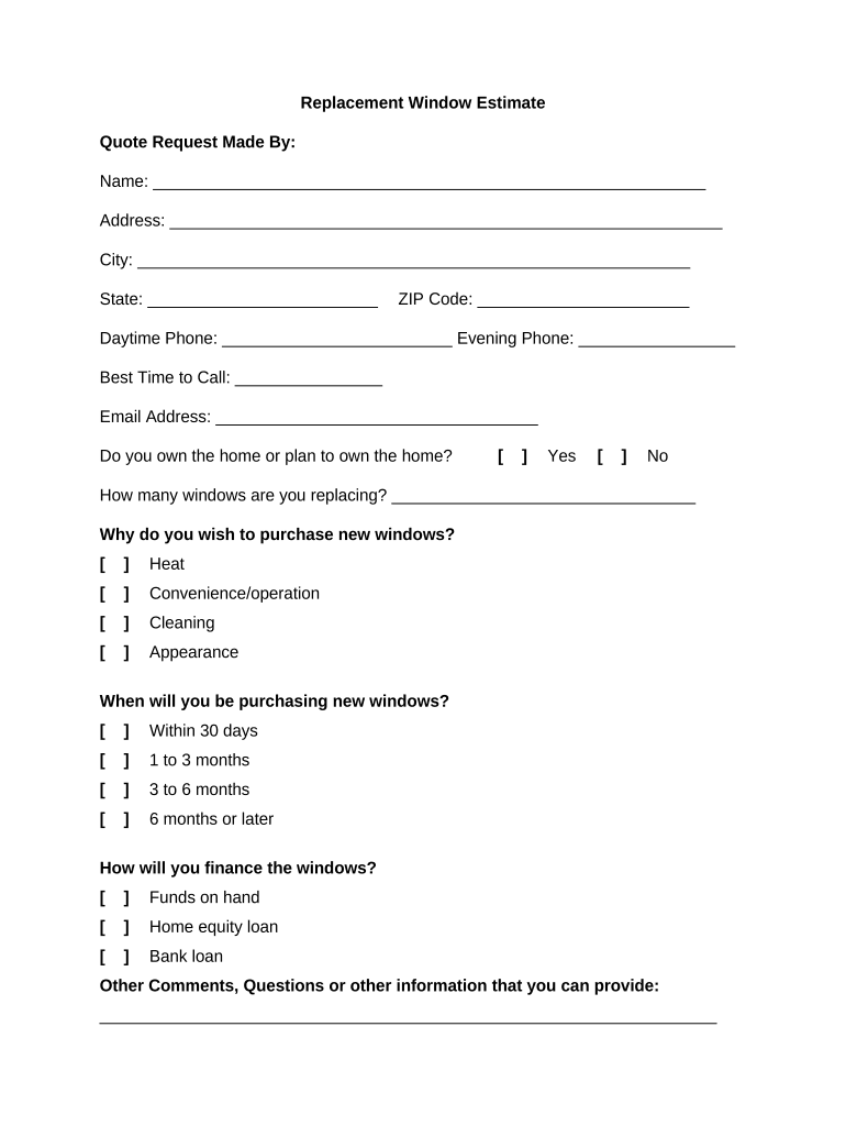 Estimate Form Fillable