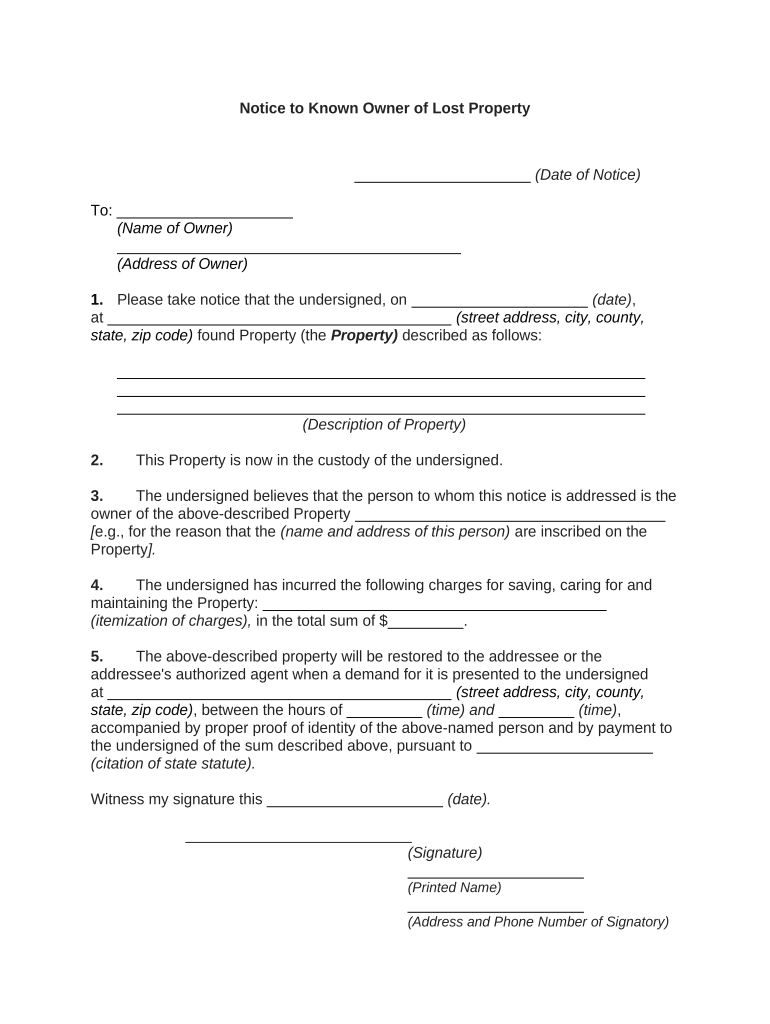 Notice Owner Sample  Form