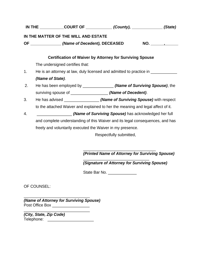 Waiver Attorney  Form