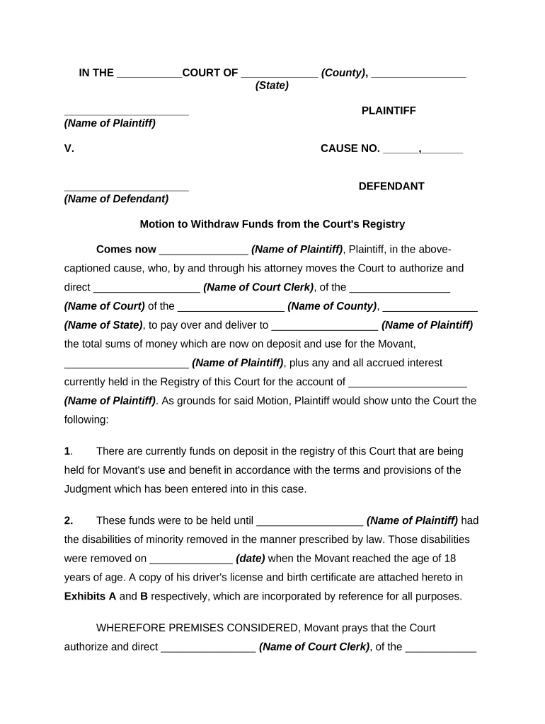 Motion to Withdraw Form