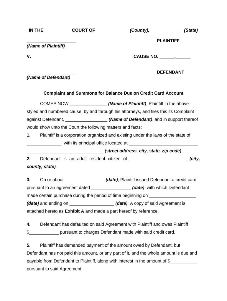 Summons Complaint  Form