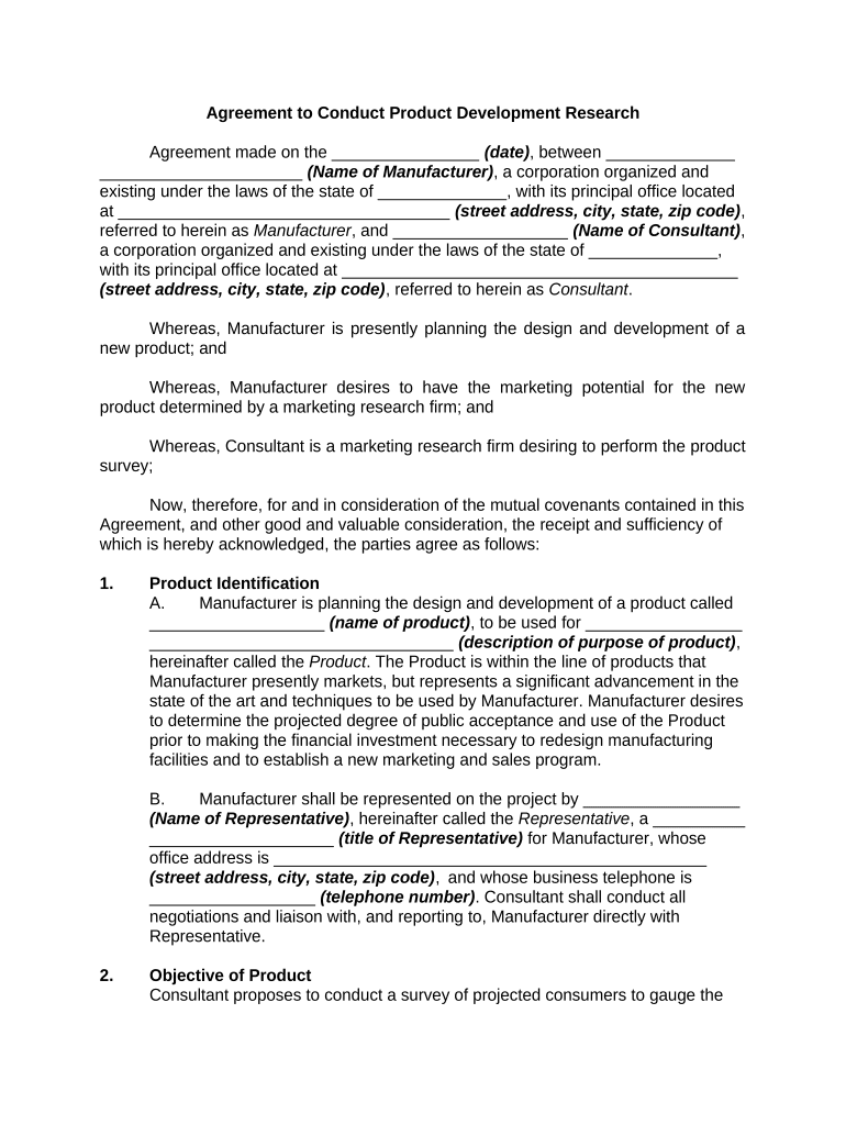 Agreement Product Development  Form