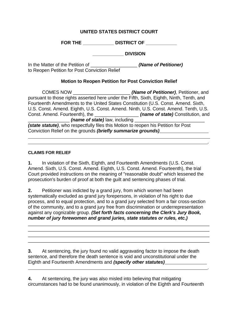 Post Conviction Relief  Form