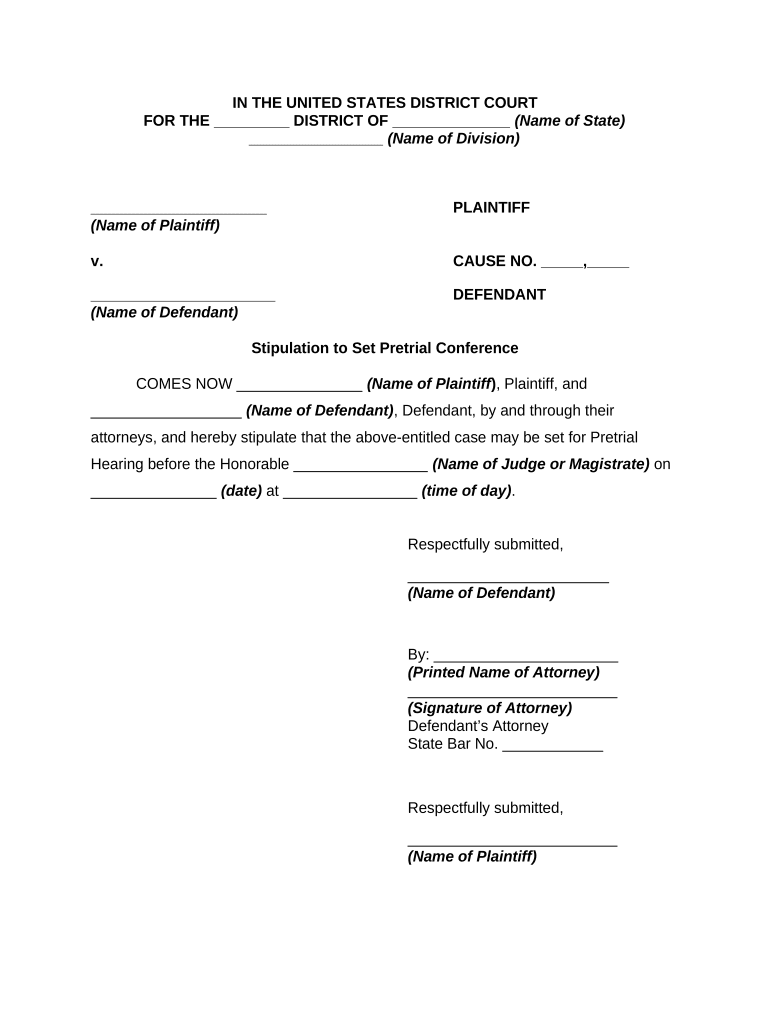 Pretrial Conference  Form
