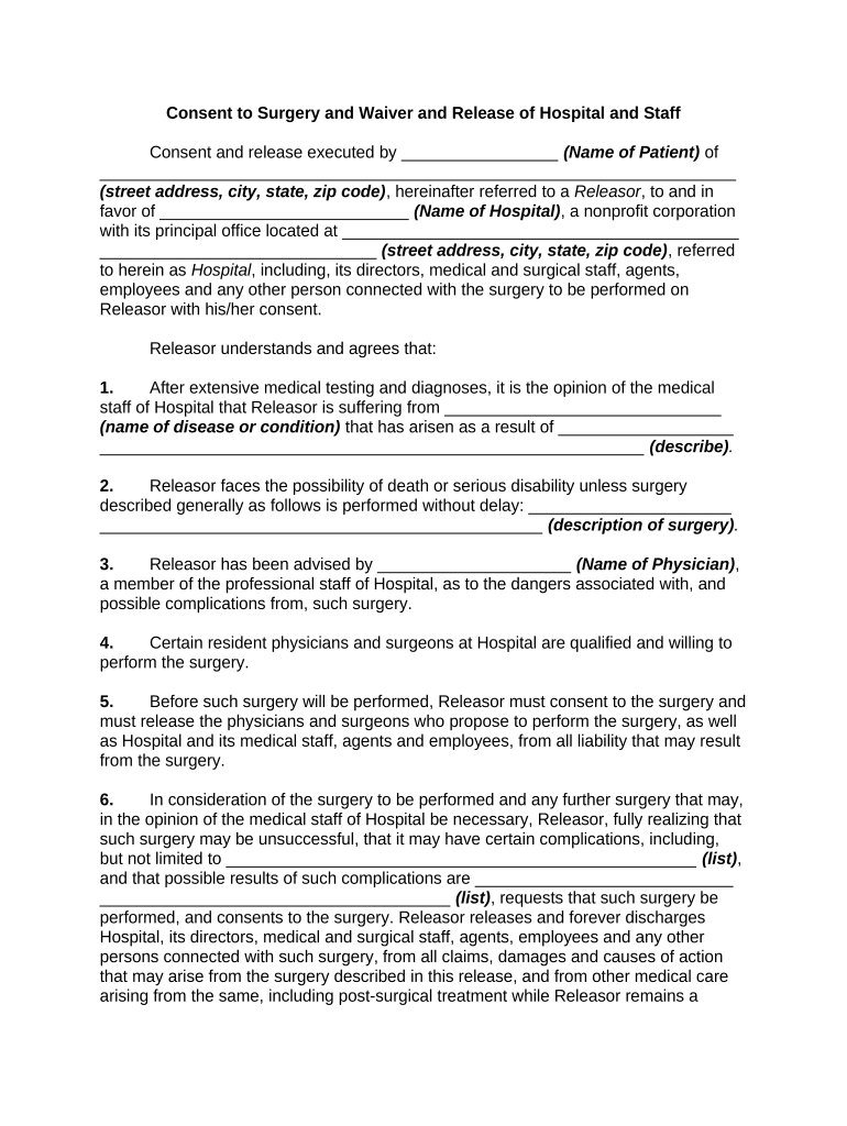 Surgery Waiver  Form