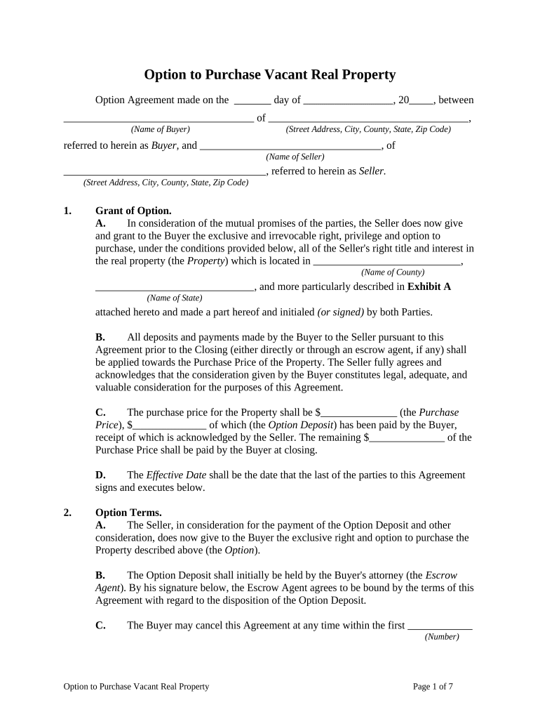 Purchase Vacant  Form